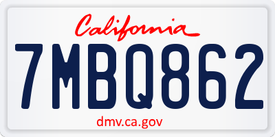 CA license plate 7MBQ862