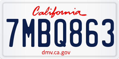 CA license plate 7MBQ863