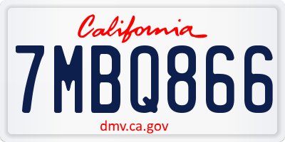CA license plate 7MBQ866