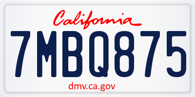 CA license plate 7MBQ875