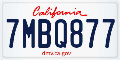CA license plate 7MBQ877
