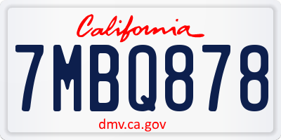 CA license plate 7MBQ878