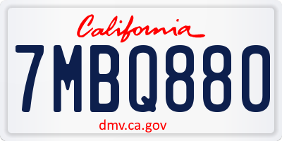 CA license plate 7MBQ880