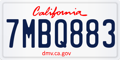 CA license plate 7MBQ883