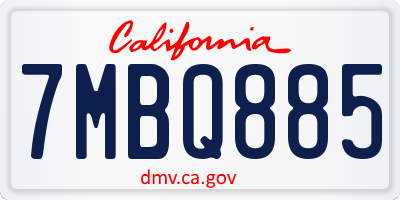 CA license plate 7MBQ885
