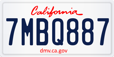 CA license plate 7MBQ887