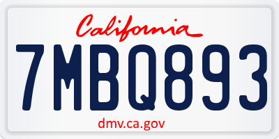 CA license plate 7MBQ893