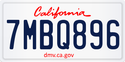 CA license plate 7MBQ896