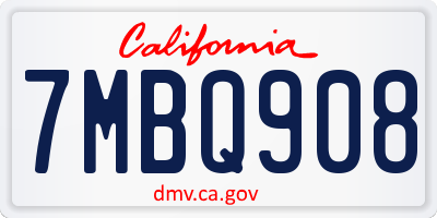 CA license plate 7MBQ908
