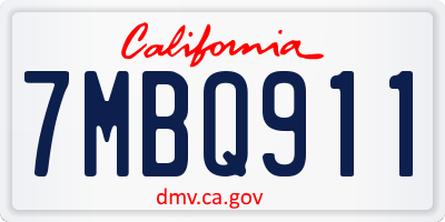 CA license plate 7MBQ911