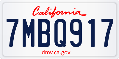 CA license plate 7MBQ917