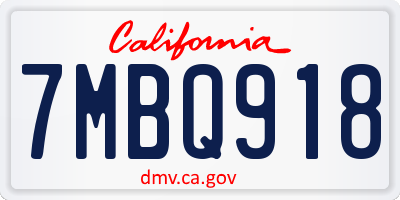 CA license plate 7MBQ918