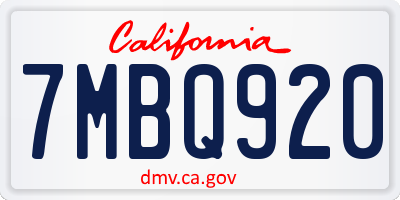CA license plate 7MBQ920