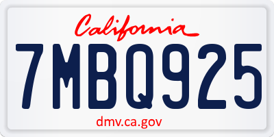 CA license plate 7MBQ925