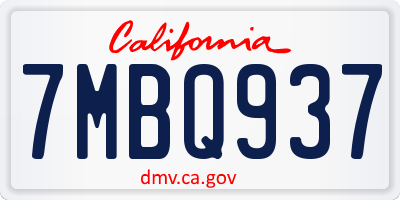 CA license plate 7MBQ937