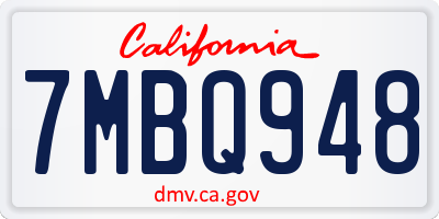 CA license plate 7MBQ948