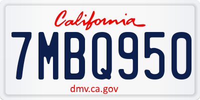 CA license plate 7MBQ950