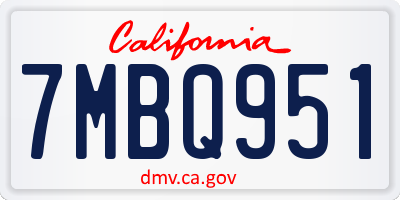 CA license plate 7MBQ951