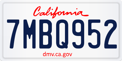 CA license plate 7MBQ952