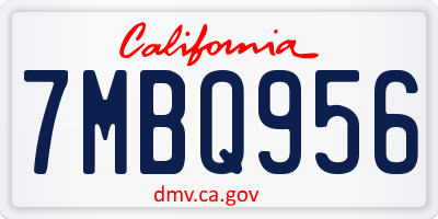 CA license plate 7MBQ956