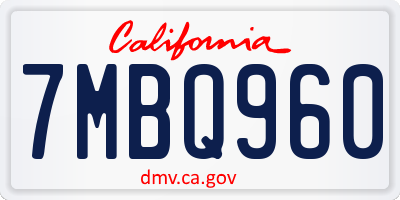 CA license plate 7MBQ960