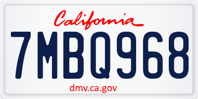 CA license plate 7MBQ968