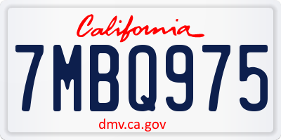 CA license plate 7MBQ975