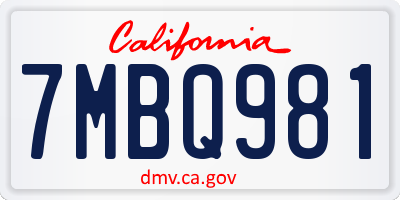 CA license plate 7MBQ981