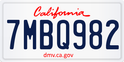 CA license plate 7MBQ982