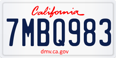 CA license plate 7MBQ983