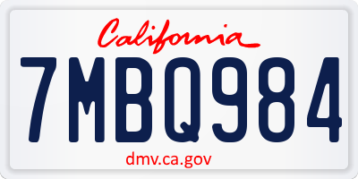 CA license plate 7MBQ984