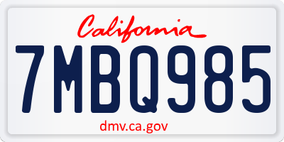CA license plate 7MBQ985