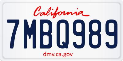 CA license plate 7MBQ989