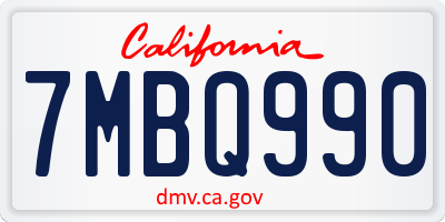 CA license plate 7MBQ990