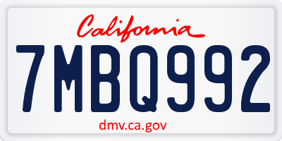 CA license plate 7MBQ992