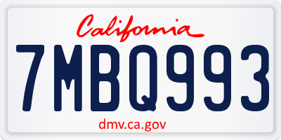 CA license plate 7MBQ993