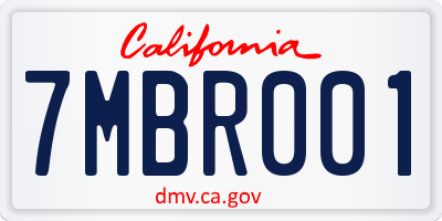 CA license plate 7MBR001