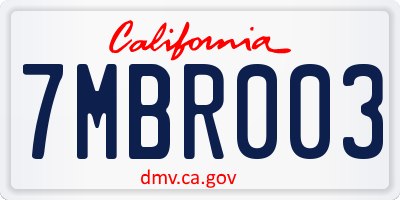 CA license plate 7MBR003