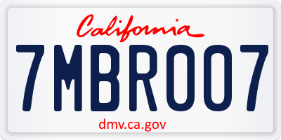 CA license plate 7MBR007