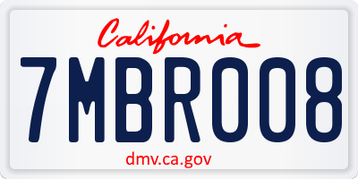 CA license plate 7MBR008