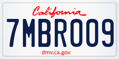 CA license plate 7MBR009