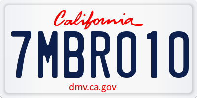 CA license plate 7MBR010