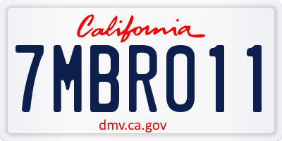 CA license plate 7MBR011