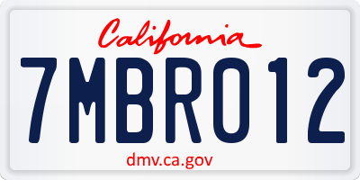 CA license plate 7MBR012