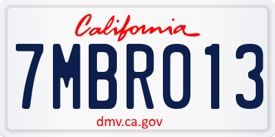 CA license plate 7MBR013