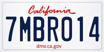 CA license plate 7MBR014