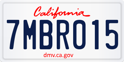 CA license plate 7MBR015