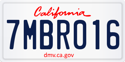 CA license plate 7MBR016