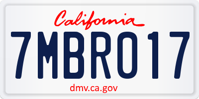CA license plate 7MBR017