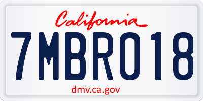 CA license plate 7MBR018